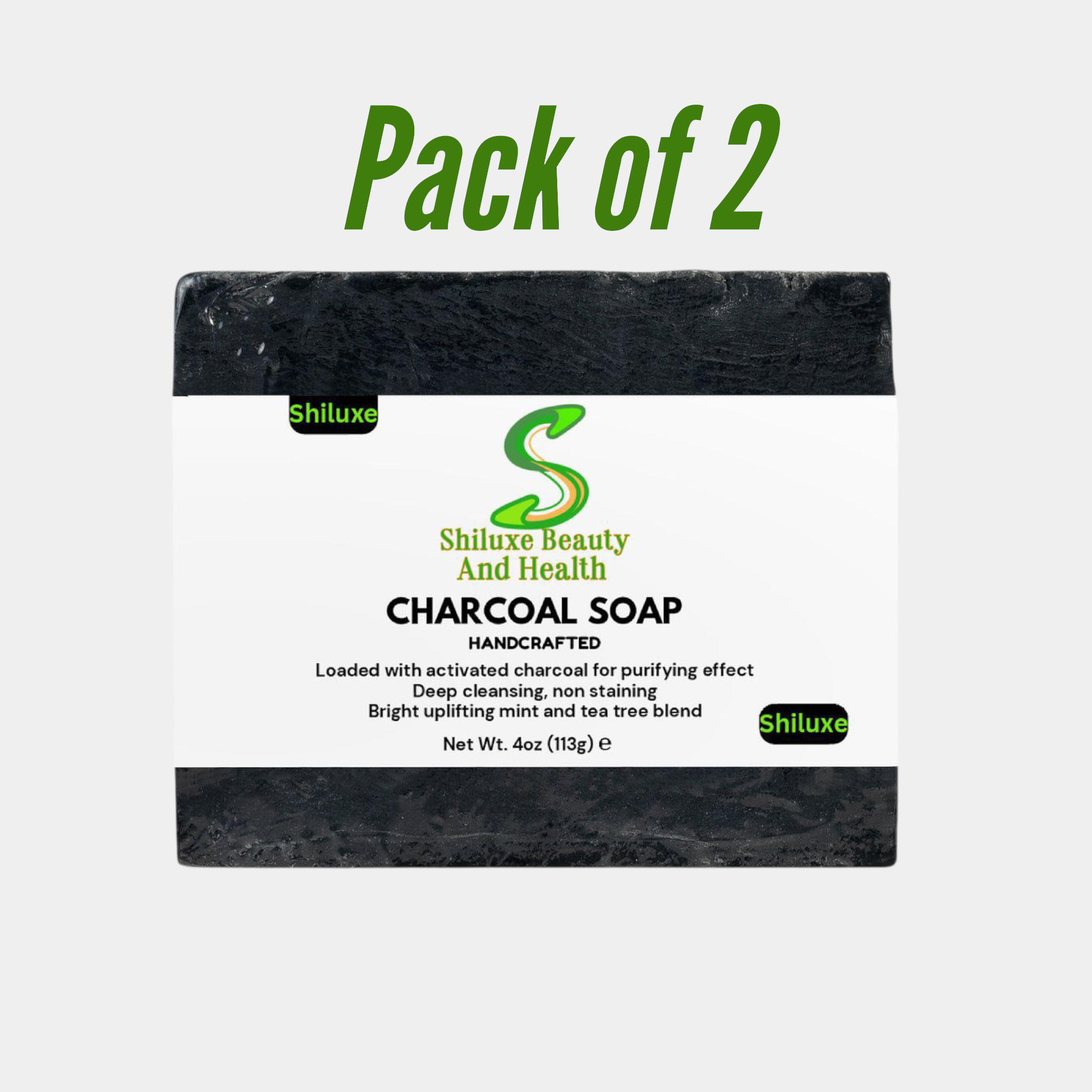Charcoal Soap For Acne, Oily Skin, Dark Spots, & Blemishes, For Both Men & Women, Made With Aloe Vera, Activated Charcoal, Vitamin E, & Tea Tree Blend- Paraben-Free (Pack Of 2 Units)